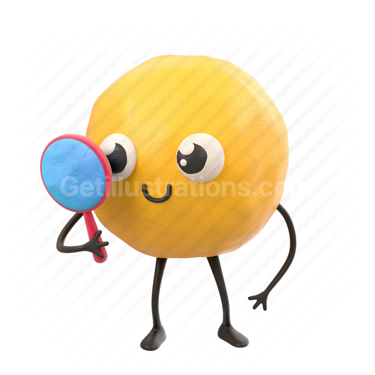 ball, character, emoticon, emoji, search, find, magnifier, research